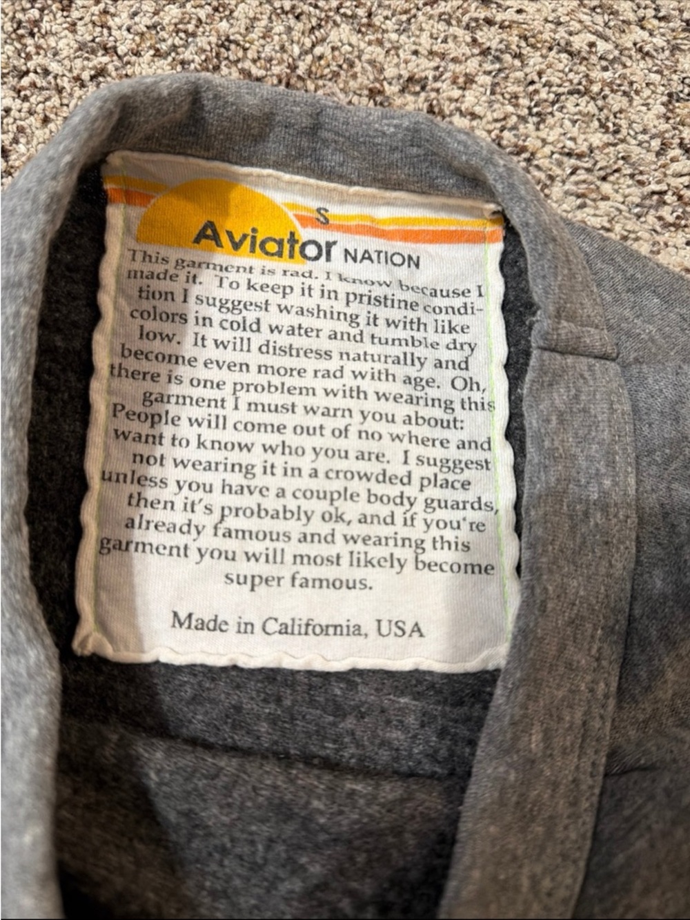 Aviator Nation Gray Rainbow Crewneck Sweatshirt. - Picture 3 of 3